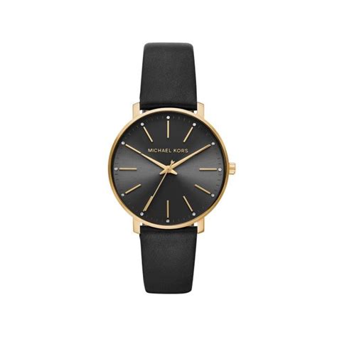 michael kors black leather womens watch|Michael Kors automatic ladies watch.